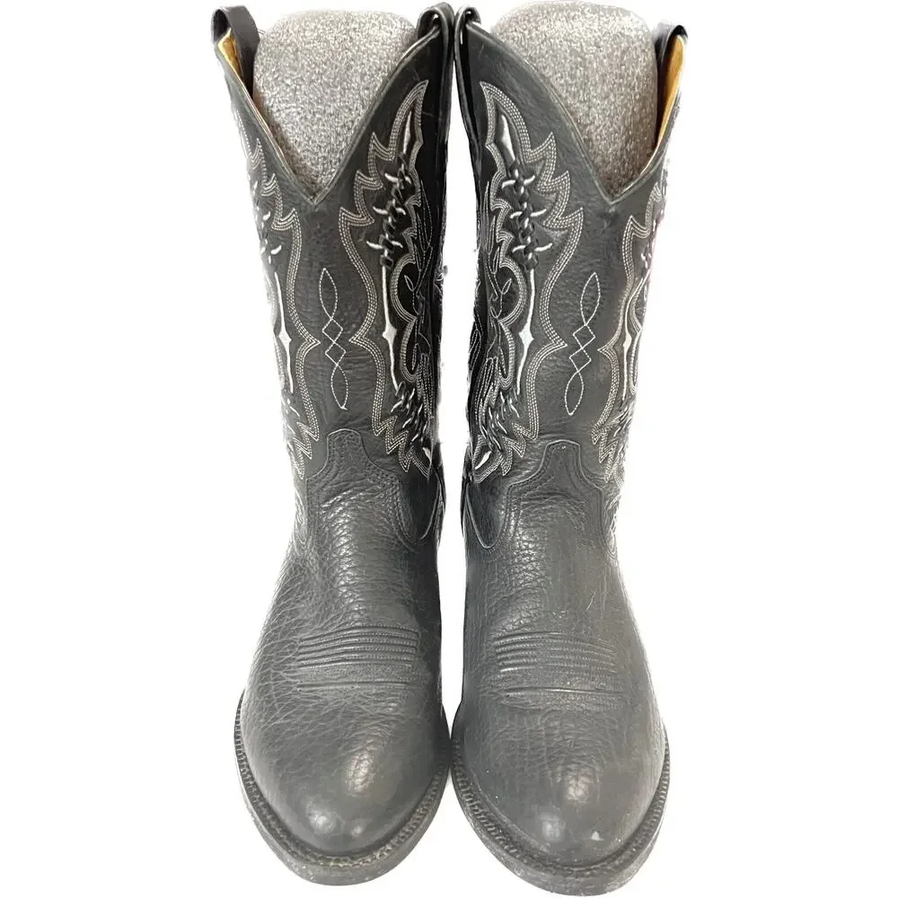 Ariat Heritage men's black leather embroidered western boots #37423 size 10 EE